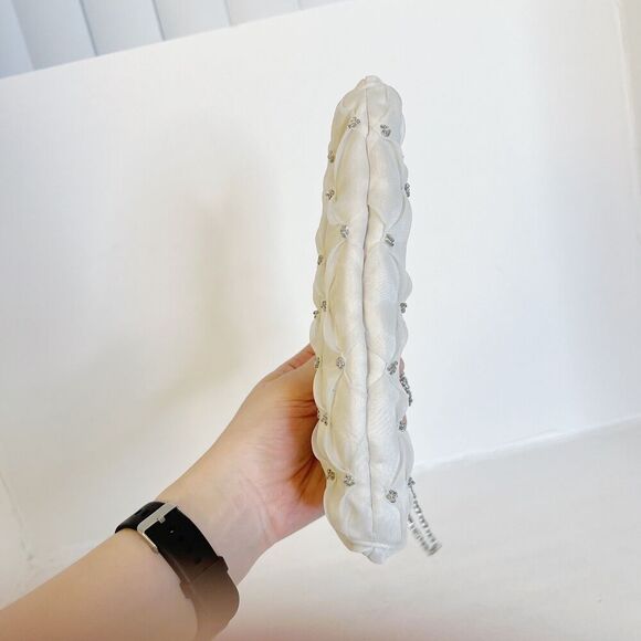 Vintage White Quilted Evening Bag Clutch - Picture 5 of 8
